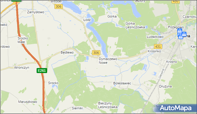 mapa Dymaczewo Nowe, Dymaczewo Nowe na mapie Targeo