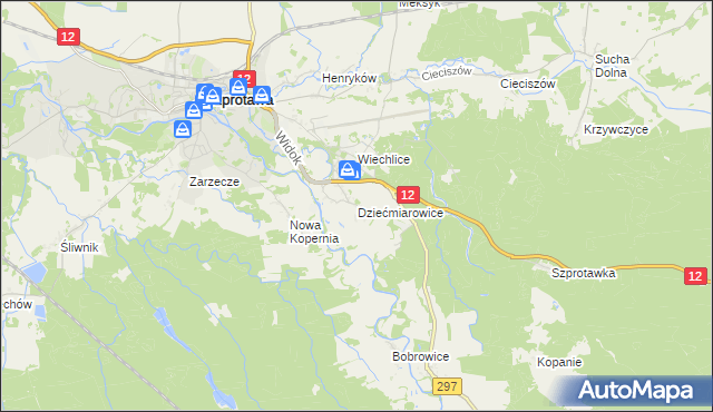 mapa Dziećmiarowice, Dziećmiarowice na mapie Targeo