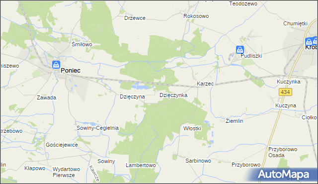 mapa Dzięczynka, Dzięczynka na mapie Targeo