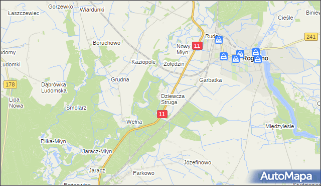 mapa Dziewcza Struga, Dziewcza Struga na mapie Targeo