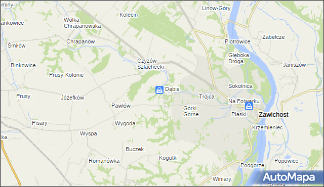 mapa Dziurów gmina Zawichost, Dziurów gmina Zawichost na mapie Targeo