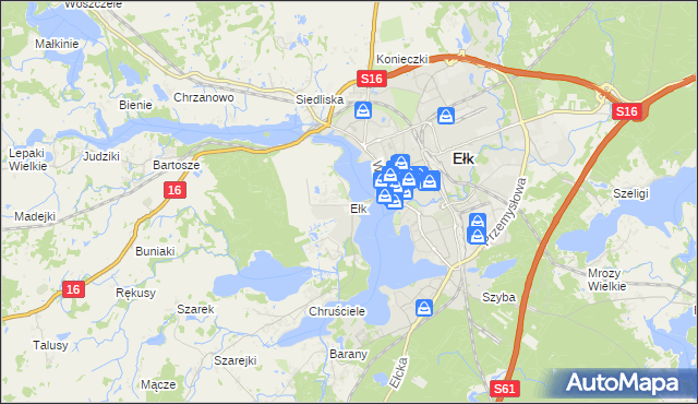 mapa Ełk powiat ełcki, Ełk powiat ełcki na mapie Targeo