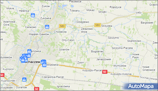 mapa Feliksów gmina Sochaczew, Feliksów gmina Sochaczew na mapie Targeo