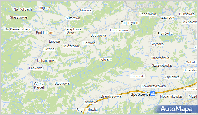 mapa Folwark gmina Jordanów, Folwark gmina Jordanów na mapie Targeo