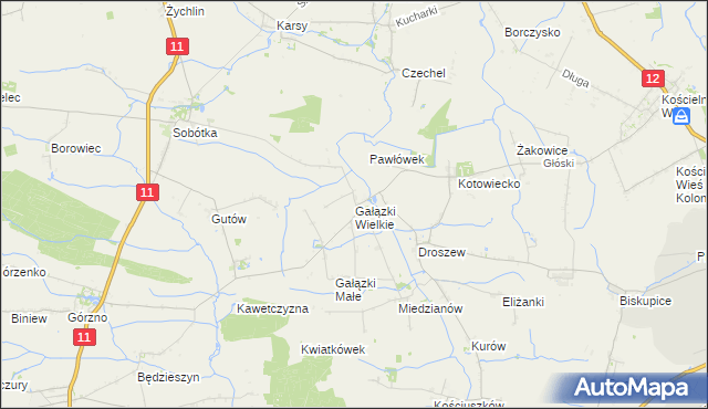 mapa Gałązki Wielkie, Gałązki Wielkie na mapie Targeo