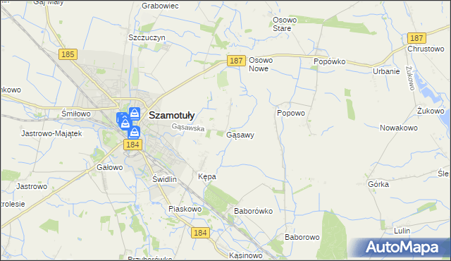 mapa Gąsawy, Gąsawy na mapie Targeo