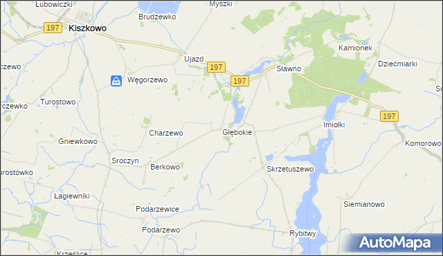 mapa Głębokie gmina Kiszkowo, Głębokie gmina Kiszkowo na mapie Targeo