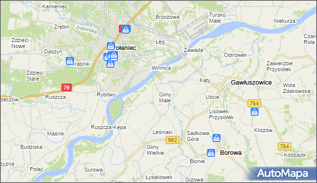 mapa Gliny Małe, Gliny Małe na mapie Targeo