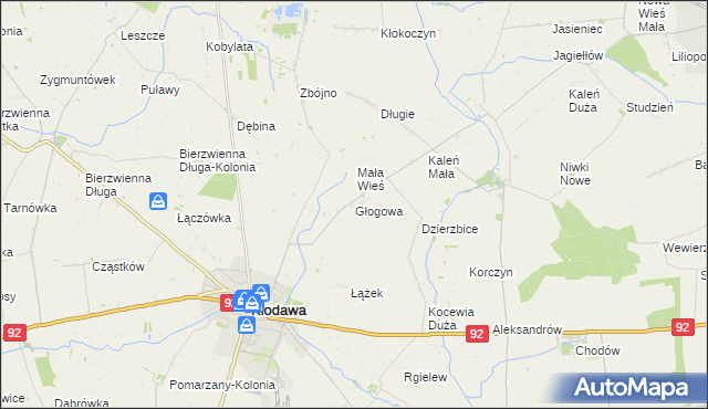 mapa Głogowa gmina Kłodawa, Głogowa gmina Kłodawa na mapie Targeo