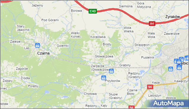 mapa Głowaczowa, Głowaczowa na mapie Targeo