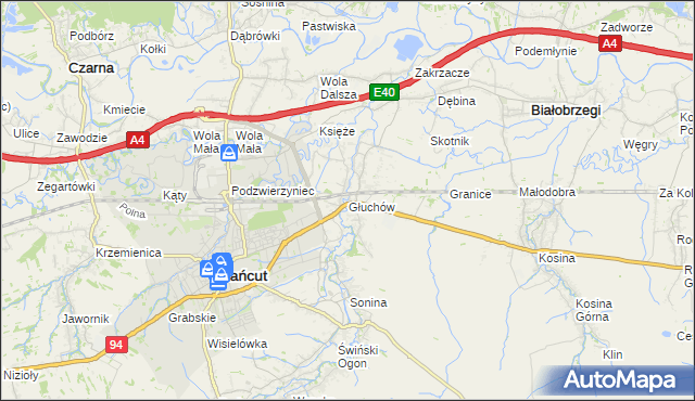 mapa Głuchów gmina Łańcut, Głuchów gmina Łańcut na mapie Targeo