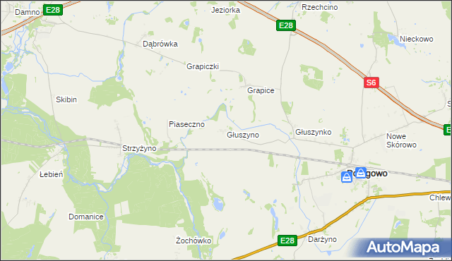 mapa Głuszyno, Głuszyno na mapie Targeo