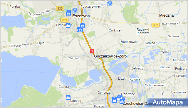mapa Goczałkowice-Zdrój, Goczałkowice-Zdrój na mapie Targeo