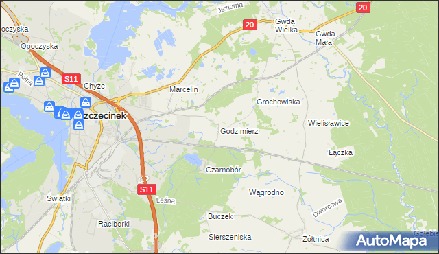 mapa Godzimierz gmina Szczecinek, Godzimierz gmina Szczecinek na mapie Targeo