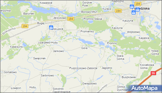 mapa Góra gmina Pobiedziska, Góra gmina Pobiedziska na mapie Targeo