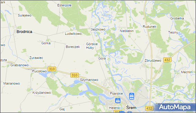 mapa Góra gmina Śrem, Góra gmina Śrem na mapie Targeo