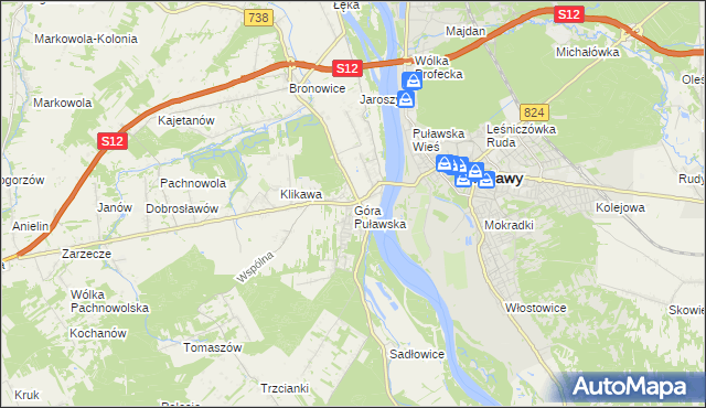 mapa Góra Puławska, Góra Puławska na mapie Targeo