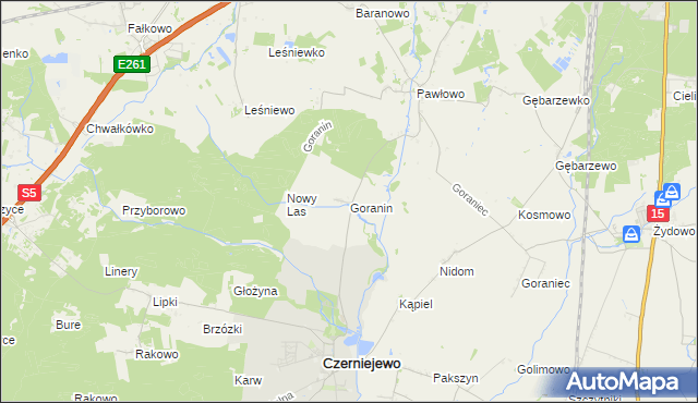 mapa Goranin gmina Czerniejewo, Goranin gmina Czerniejewo na mapie Targeo