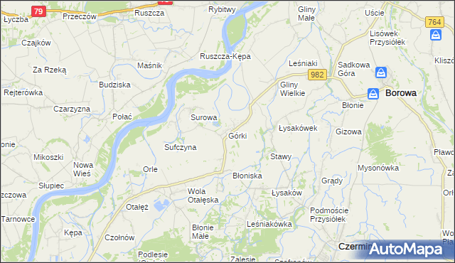 mapa Górki gmina Borowa, Górki gmina Borowa na mapie Targeo