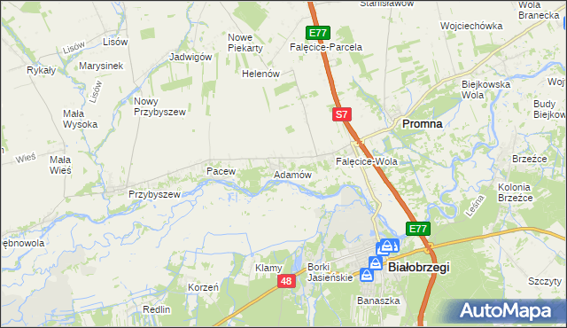 mapa Góry gmina Promna, Góry gmina Promna na mapie Targeo