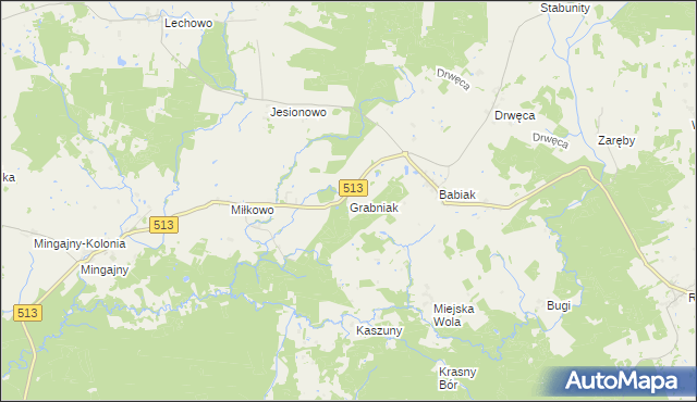 mapa Grabniak gmina Lidzbark Warmiński, Grabniak gmina Lidzbark Warmiński na mapie Targeo