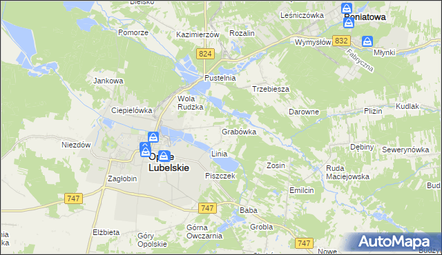 mapa Grabówka gmina Opole Lubelskie, Grabówka gmina Opole Lubelskie na mapie Targeo