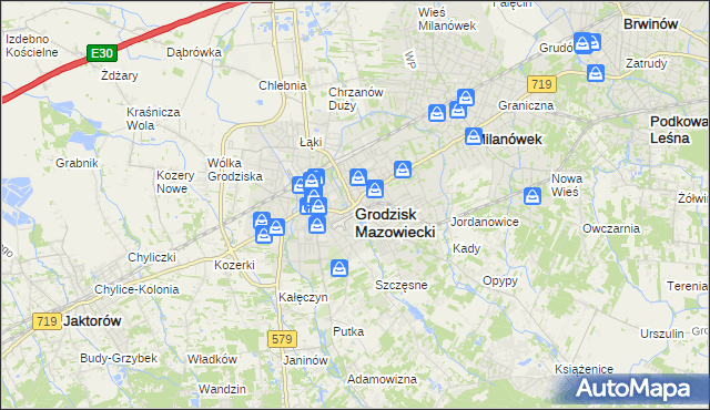 mapa Grodzisk Mazowiecki, Grodzisk Mazowiecki na mapie Targeo