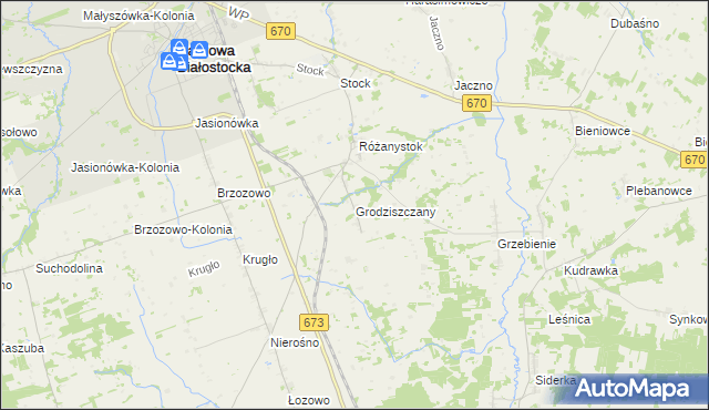 mapa Grodziszczany, Grodziszczany na mapie Targeo