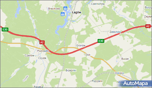 mapa Gronów gmina Łagów, Gronów gmina Łagów na mapie Targeo