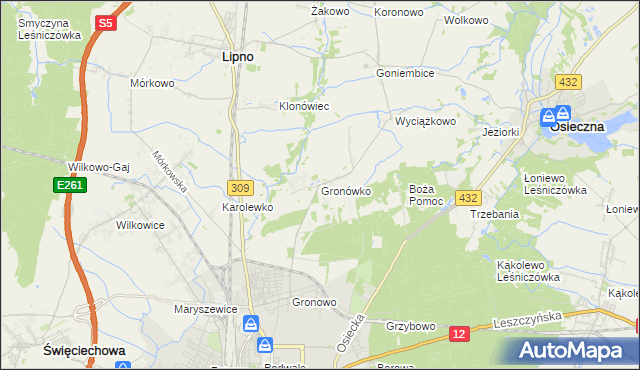 mapa Gronówko gmina Lipno, Gronówko gmina Lipno na mapie Targeo
