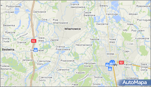 mapa Hecznarowice, Hecznarowice na mapie Targeo
