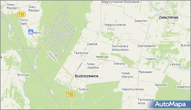 mapa Helenów gmina Budziszewice, Helenów gmina Budziszewice na mapie Targeo