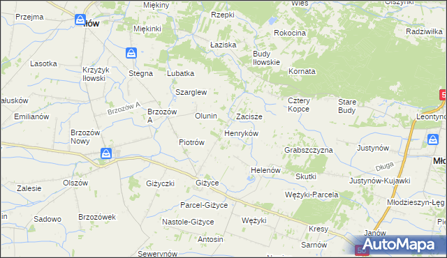 mapa Henryków gmina Iłów, Henryków gmina Iłów na mapie Targeo