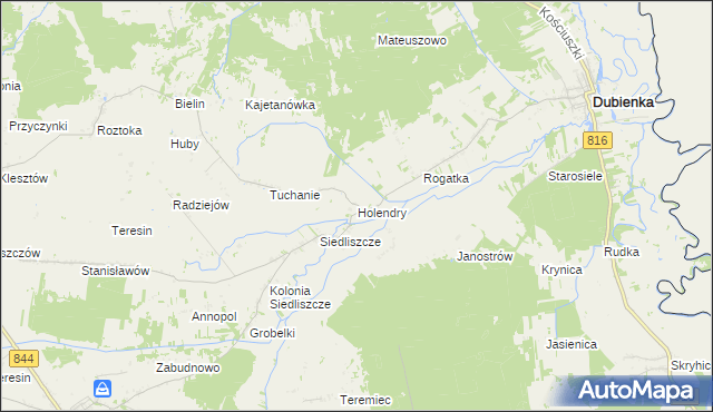mapa Holendry gmina Dubienka, Holendry gmina Dubienka na mapie Targeo