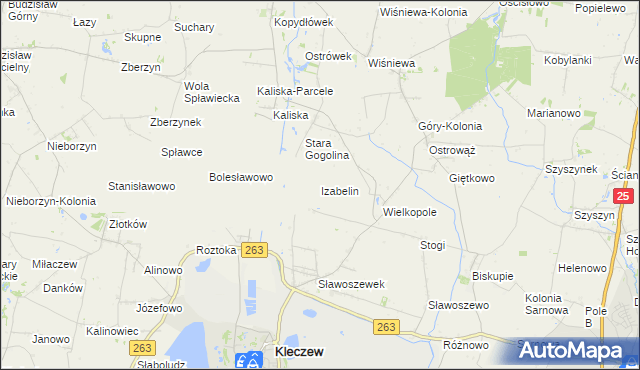 mapa Izabelin gmina Kleczew, Izabelin gmina Kleczew na mapie Targeo