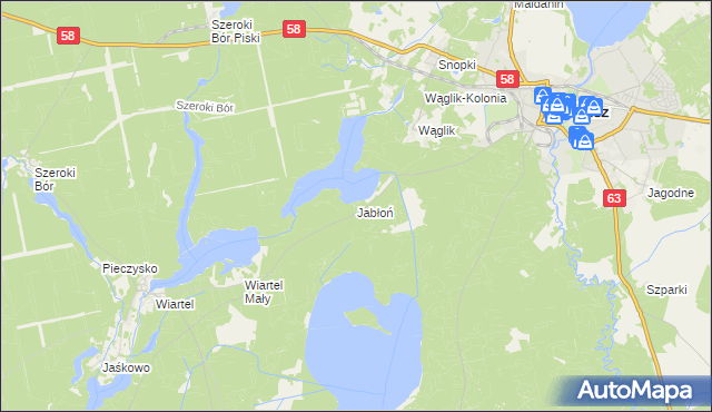 mapa Jabłoń gmina Pisz, Jabłoń gmina Pisz na mapie Targeo