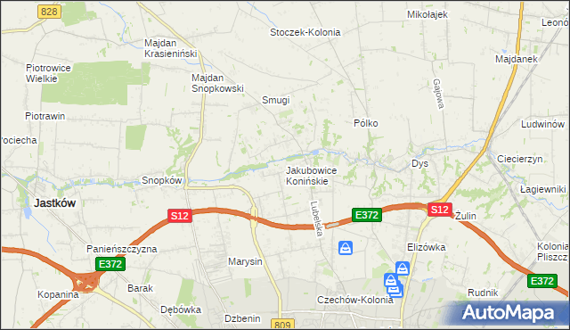 mapa Jakubowice Konińskie, Jakubowice Konińskie na mapie Targeo