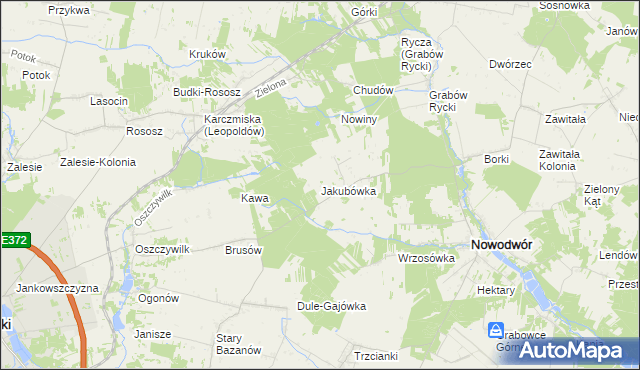 mapa Jakubówka gmina Nowodwór, Jakubówka gmina Nowodwór na mapie Targeo