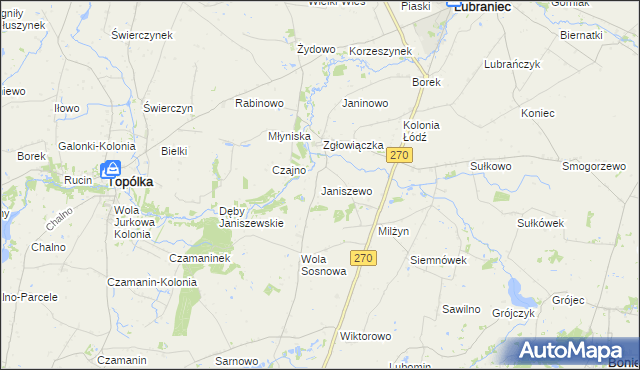 mapa Janiszewo gmina Lubraniec, Janiszewo gmina Lubraniec na mapie Targeo