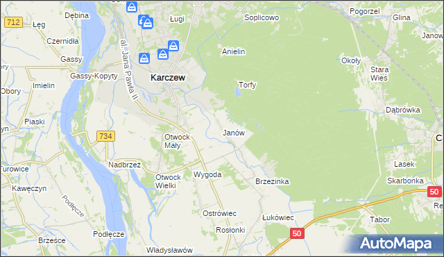 mapa Janów gmina Karczew, Janów gmina Karczew na mapie Targeo