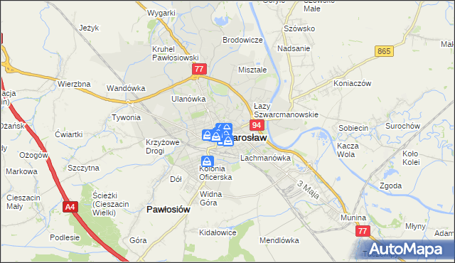 mapa Jarosławia, Jarosław na mapie Targeo