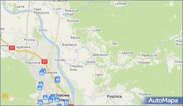 mapa Jastkowice, Jastkowice na mapie Targeo