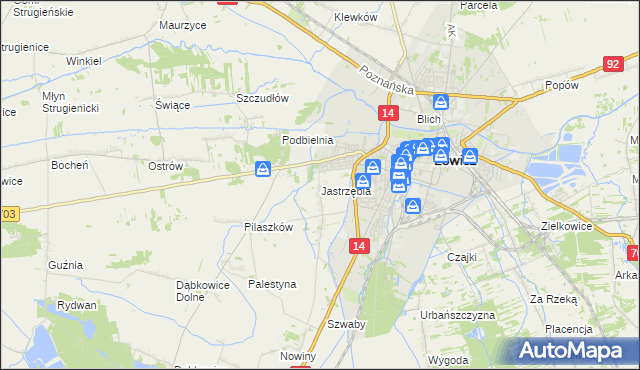 mapa Jastrzębia gmina Łowicz, Jastrzębia gmina Łowicz na mapie Targeo