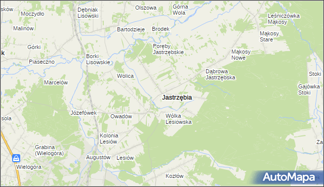 mapa Jastrzębia powiat radomski, Jastrzębia powiat radomski na mapie Targeo