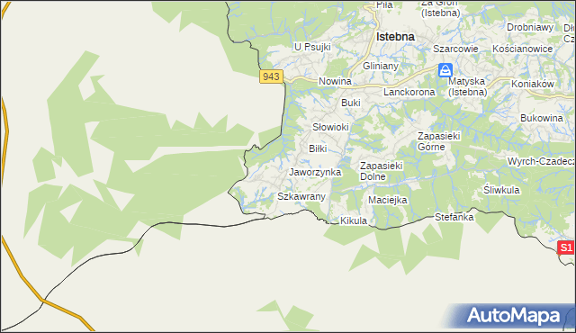 mapa Jaworzynka, Jaworzynka na mapie Targeo