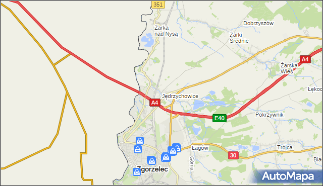 mapa Jędrzychowice gmina Zgorzelec, Jędrzychowice gmina Zgorzelec na mapie Targeo