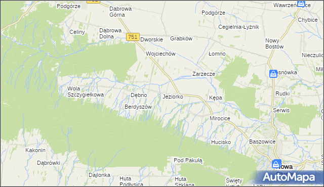 mapa Jeziorko gmina Nowa Słupia, Jeziorko gmina Nowa Słupia na mapie Targeo