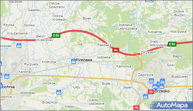 mapa Jodłówka gmina Rzezawa, Jodłówka gmina Rzezawa na mapie Targeo