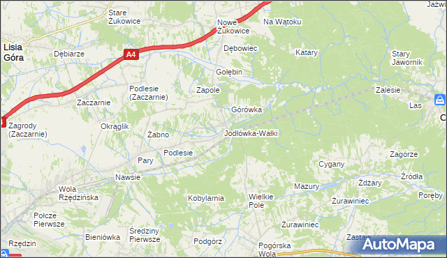 mapa Jodłówka-Wałki, Jodłówka-Wałki na mapie Targeo