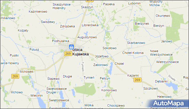 mapa Józefowo gmina Izbica Kujawska, Józefowo gmina Izbica Kujawska na mapie Targeo